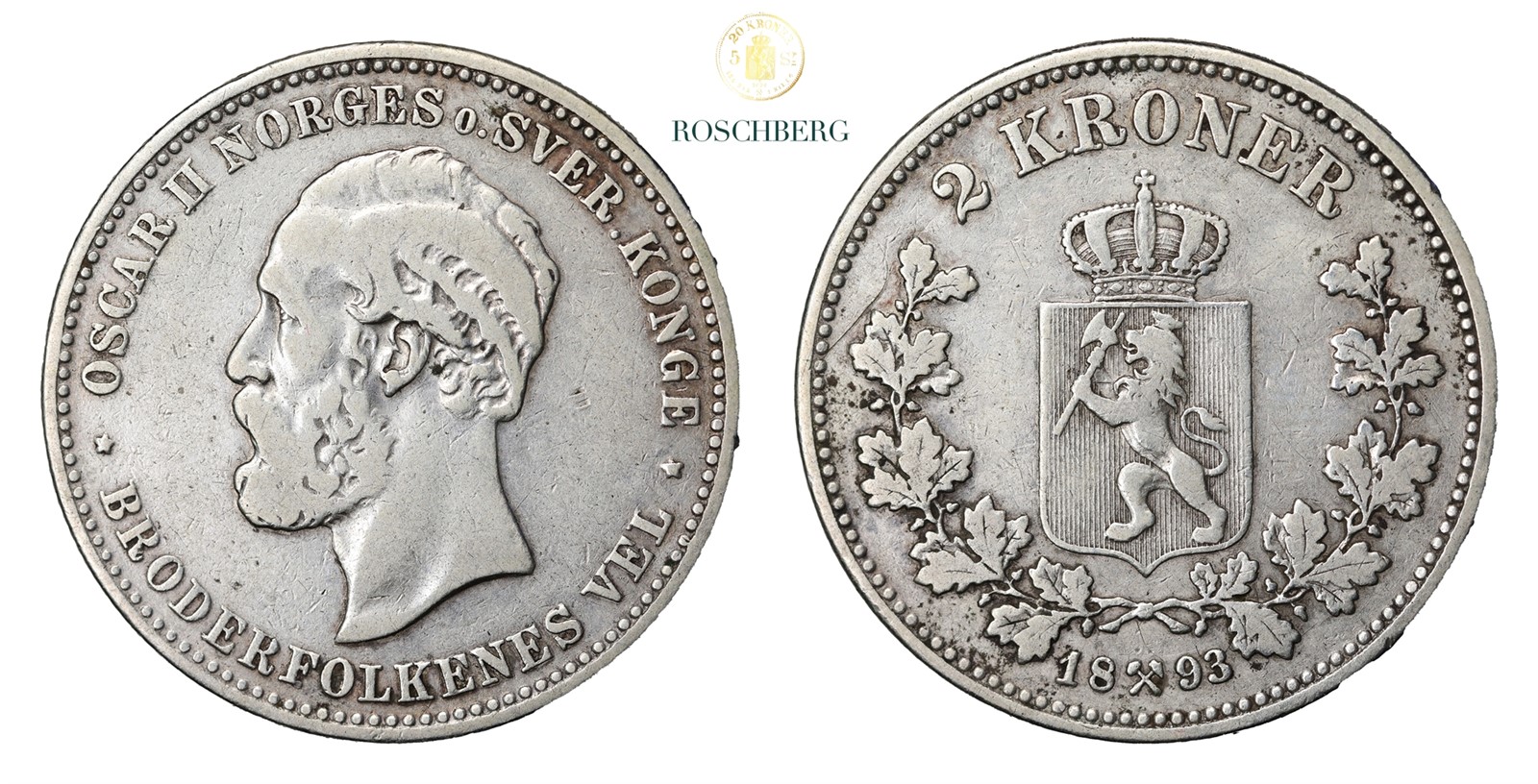 Norge 2 Kroner 1893 Kv 1