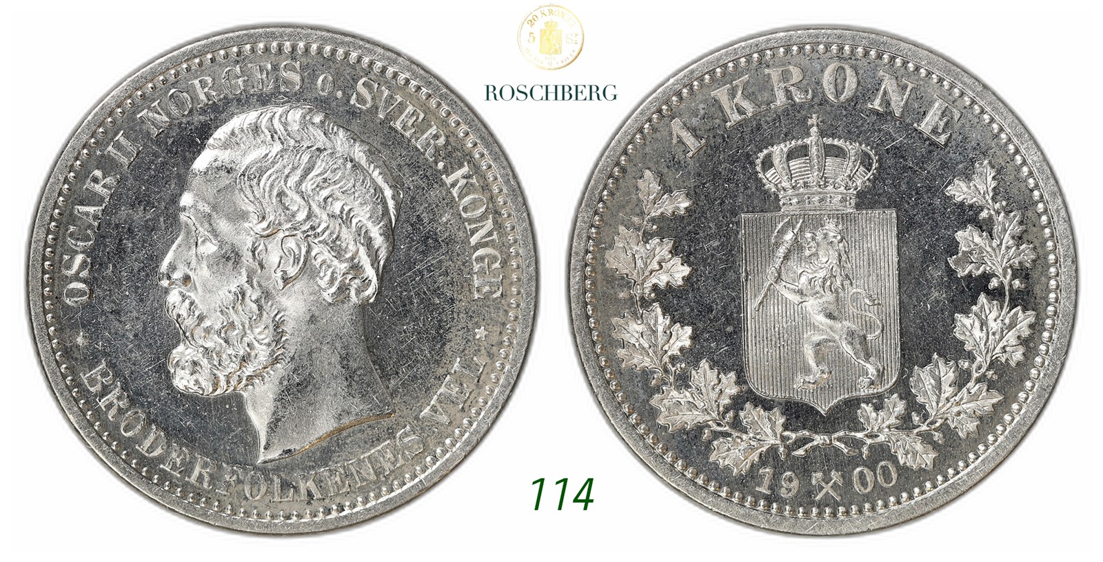NORWAY. Oscar II. 1 Krone 1900.
