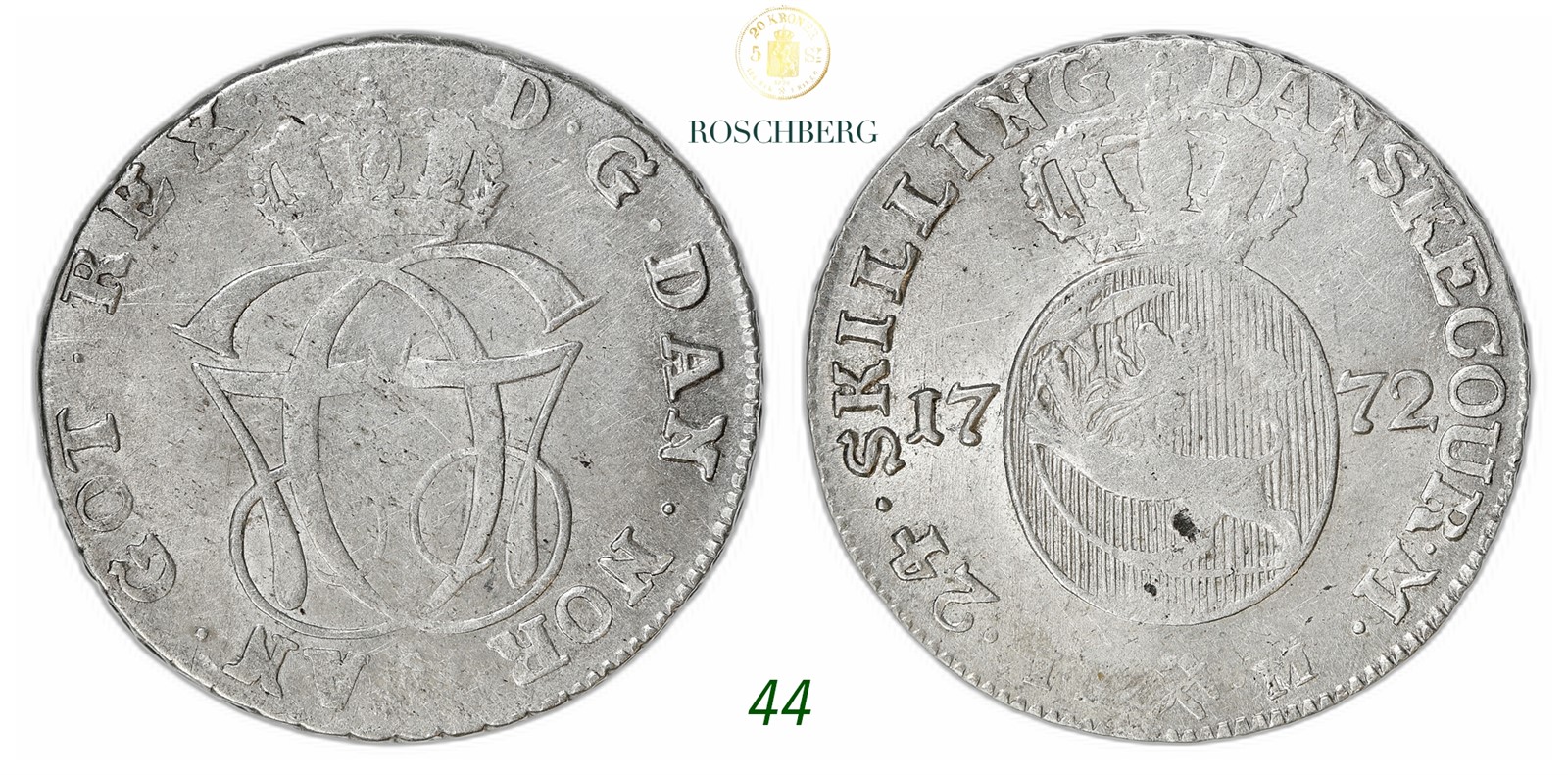 NORWAY. Christian VII. 24 Skilling 1772-IHM.