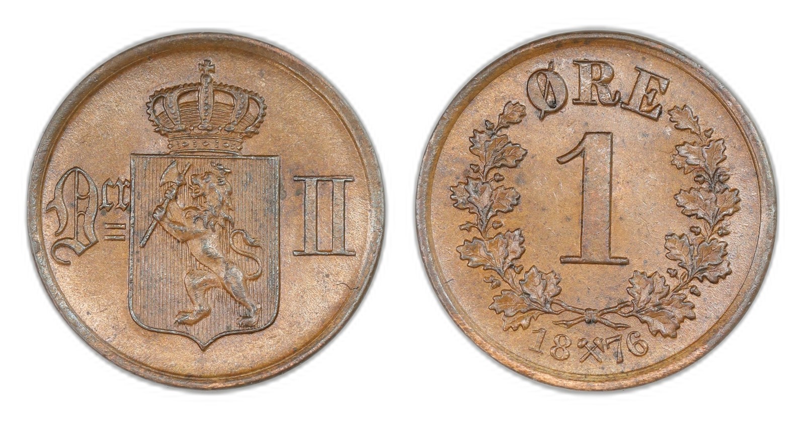 Norway. Oscar II. 1 Øre 1876. Kv 0.