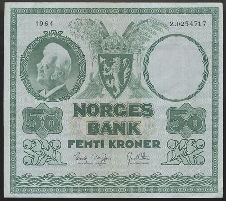 50 Kroner 1964 Z 0-Million Kv 1
