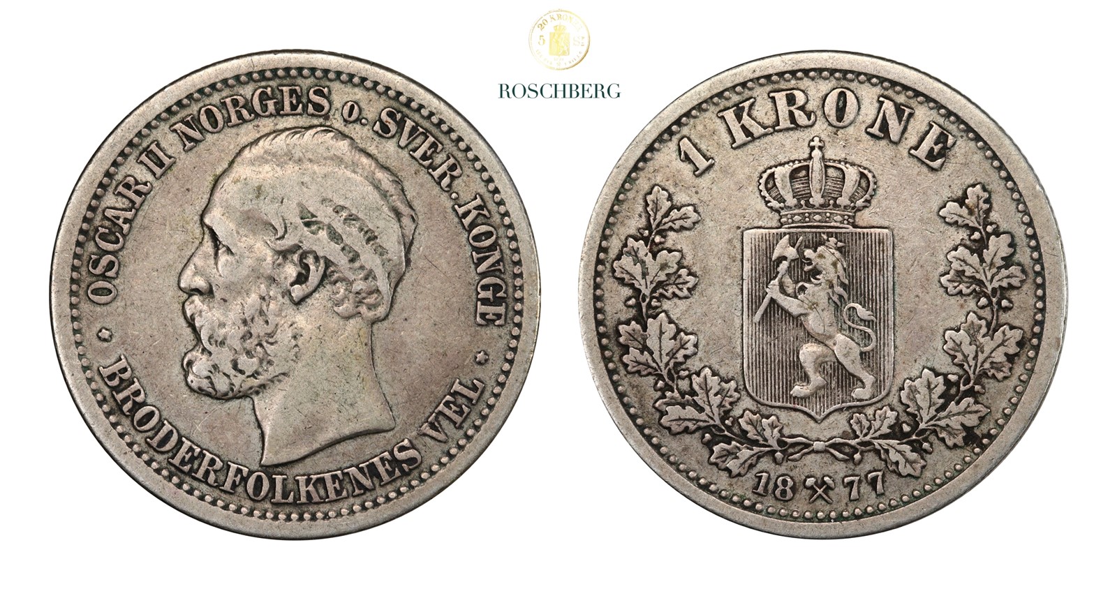 Norge 1 Krone 1877 Kv 1+