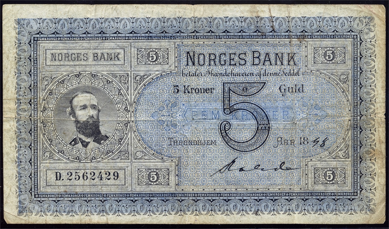 5 Kroner 1898-D Sign Rohde. Kv 1- (F).