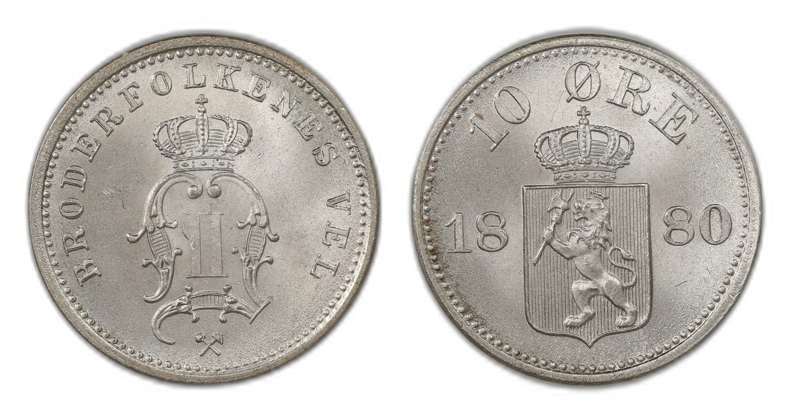 Norway. Oscar II. 10 Øre 1880. Kv 0.