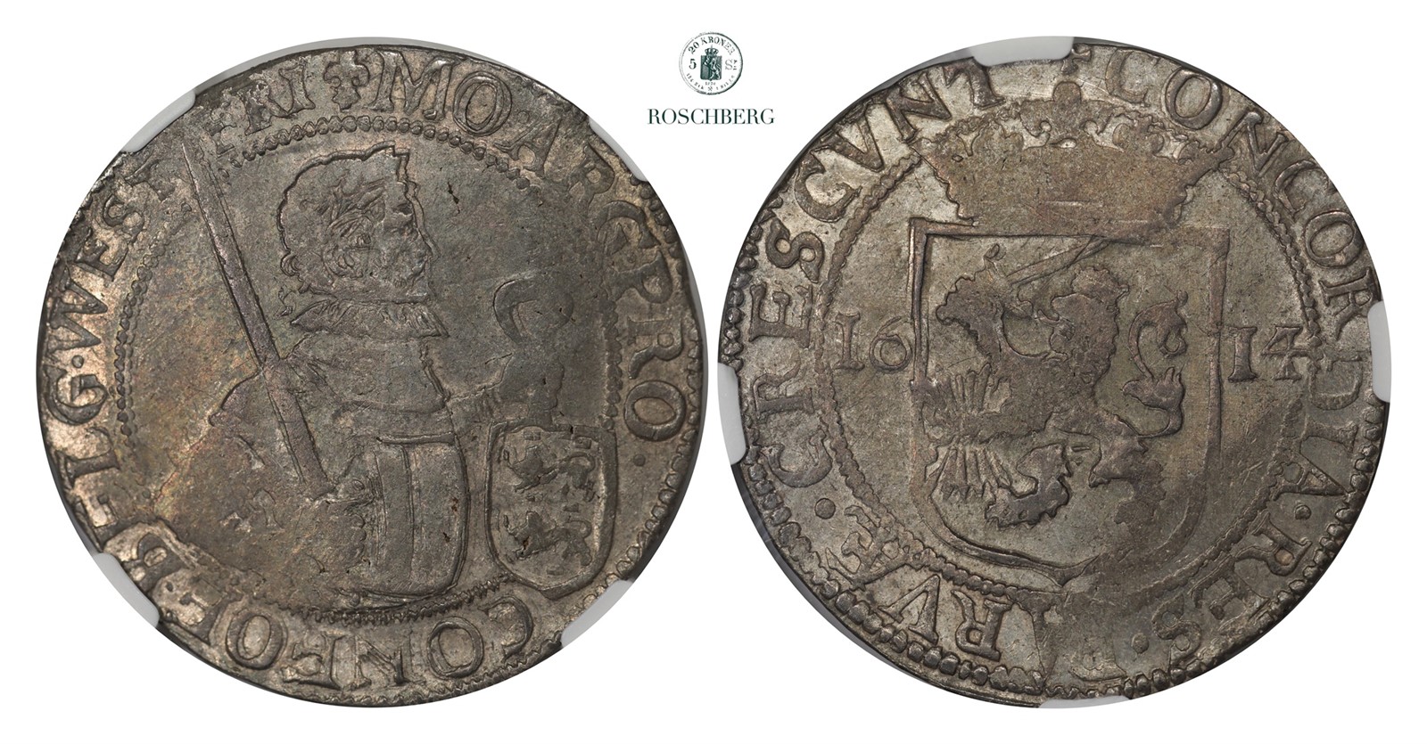 NETHERLANDS, W. Friesland. 1 Rikdsaler 1614 NGC AU55