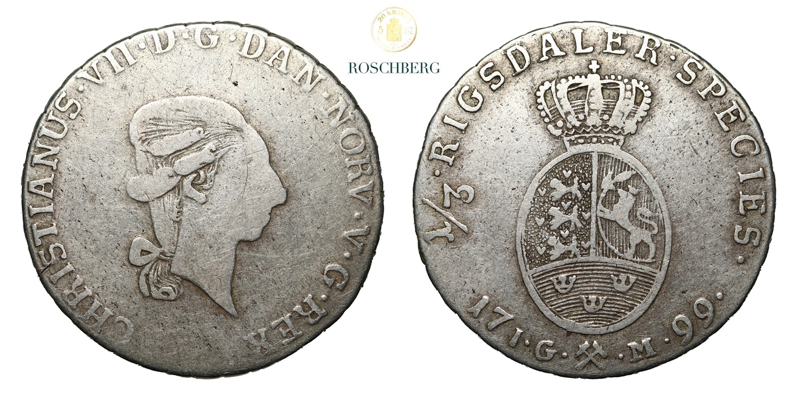 Norge 1/3 Speciedaler 1799 IGM Kv 1-