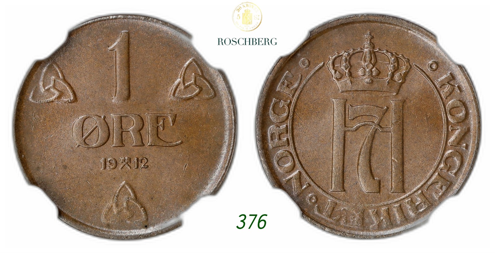 NORWAY. Haakon VII. 1 Øre 1912.