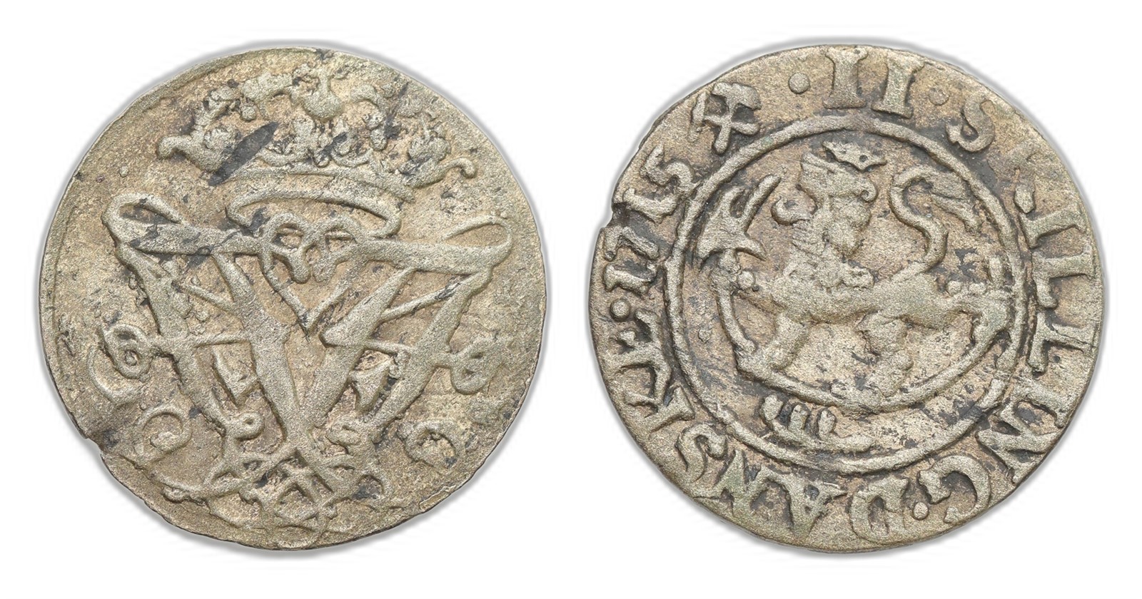 Norway. Frederik IV. 2 Skilling 1715. Kv 1+.