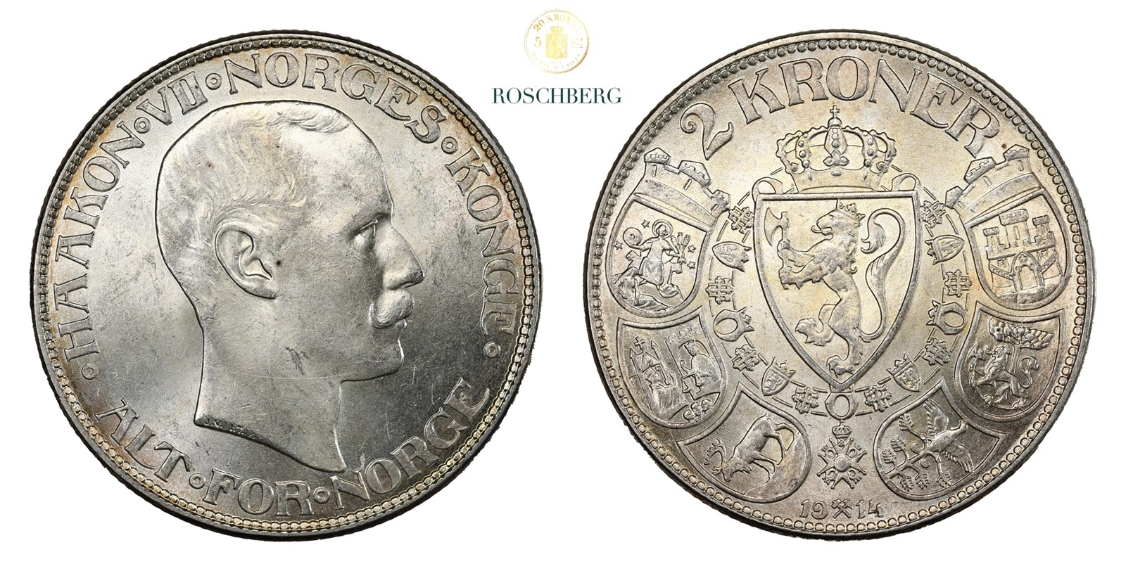 Norge 2 Kroner 1914 Kv 0