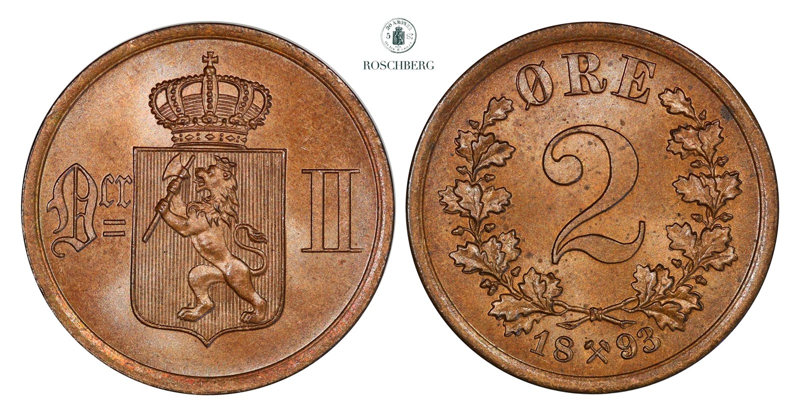 2 Øre 1893 Kv 0 (UNC)