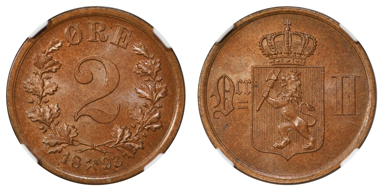 2 Øre 1893 NGC MS66BN *