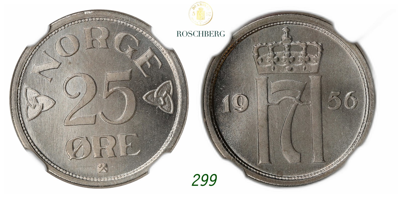 NORWAY. Haakon VII. 25 Øre 1956.