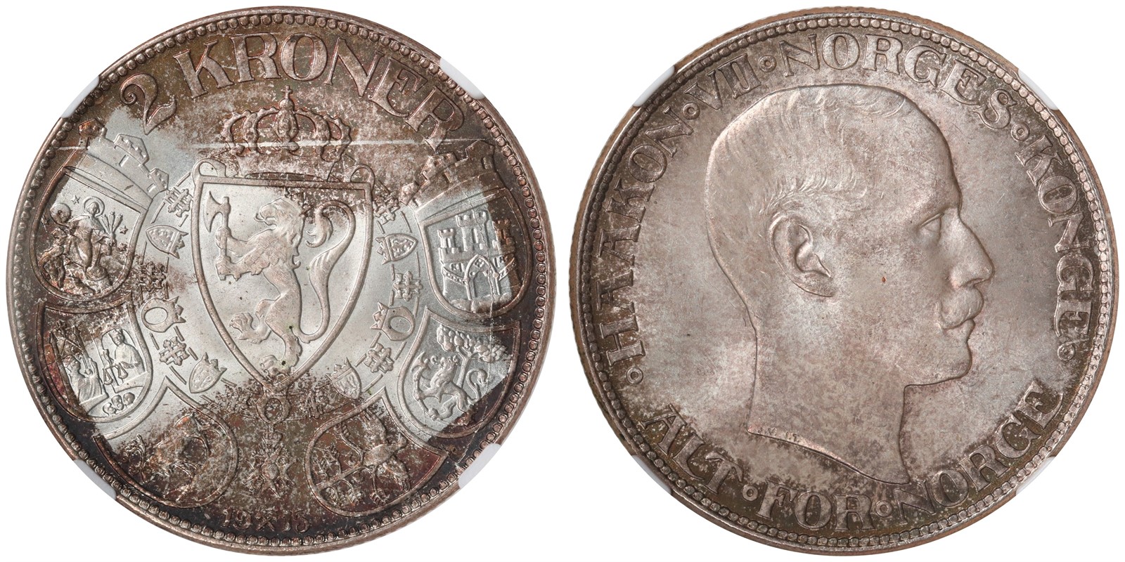 NORWAY. Haakon VII. 2 Kroner 1915. NGC MS66 TOP POP.