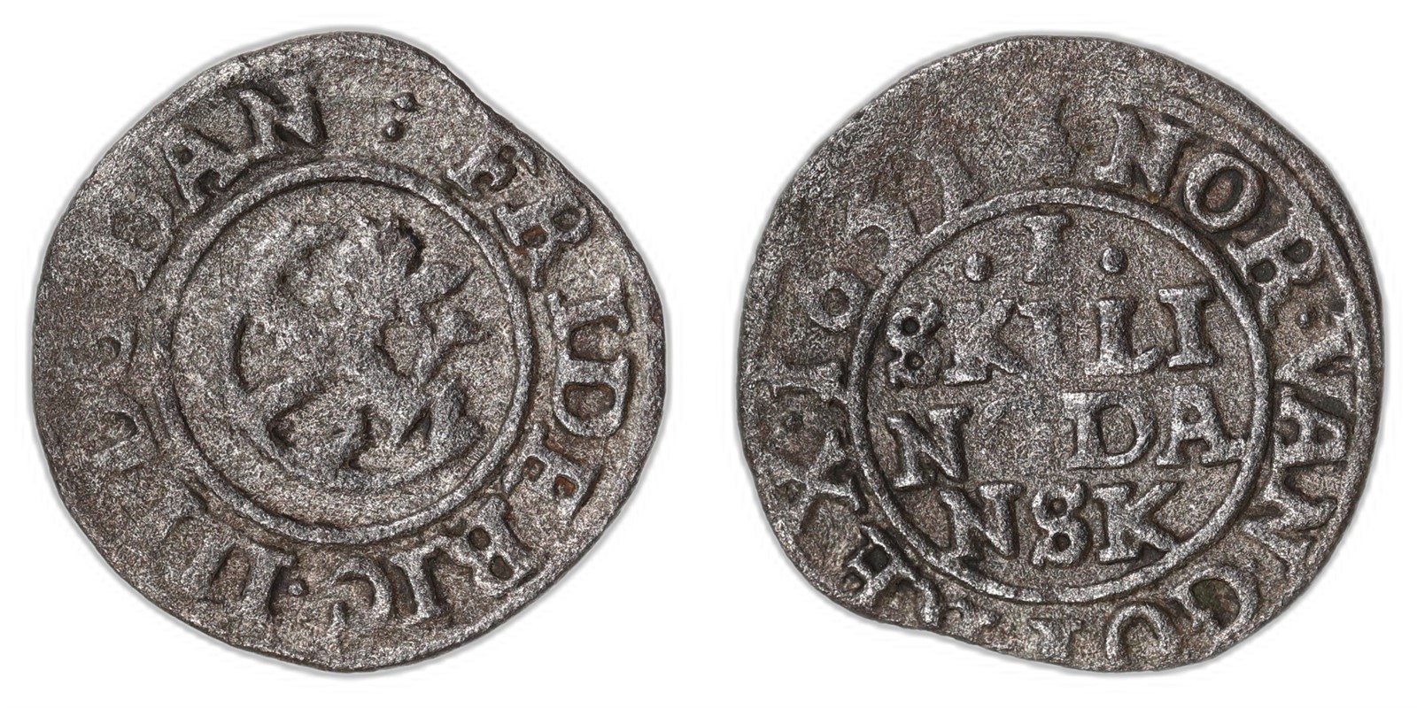 NORWAY. Frederik III. 1 Skilling. 1651. Kv 1 (VF).