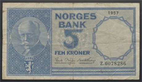 5 Kroner 1957 Z0-million Kv 1-/2