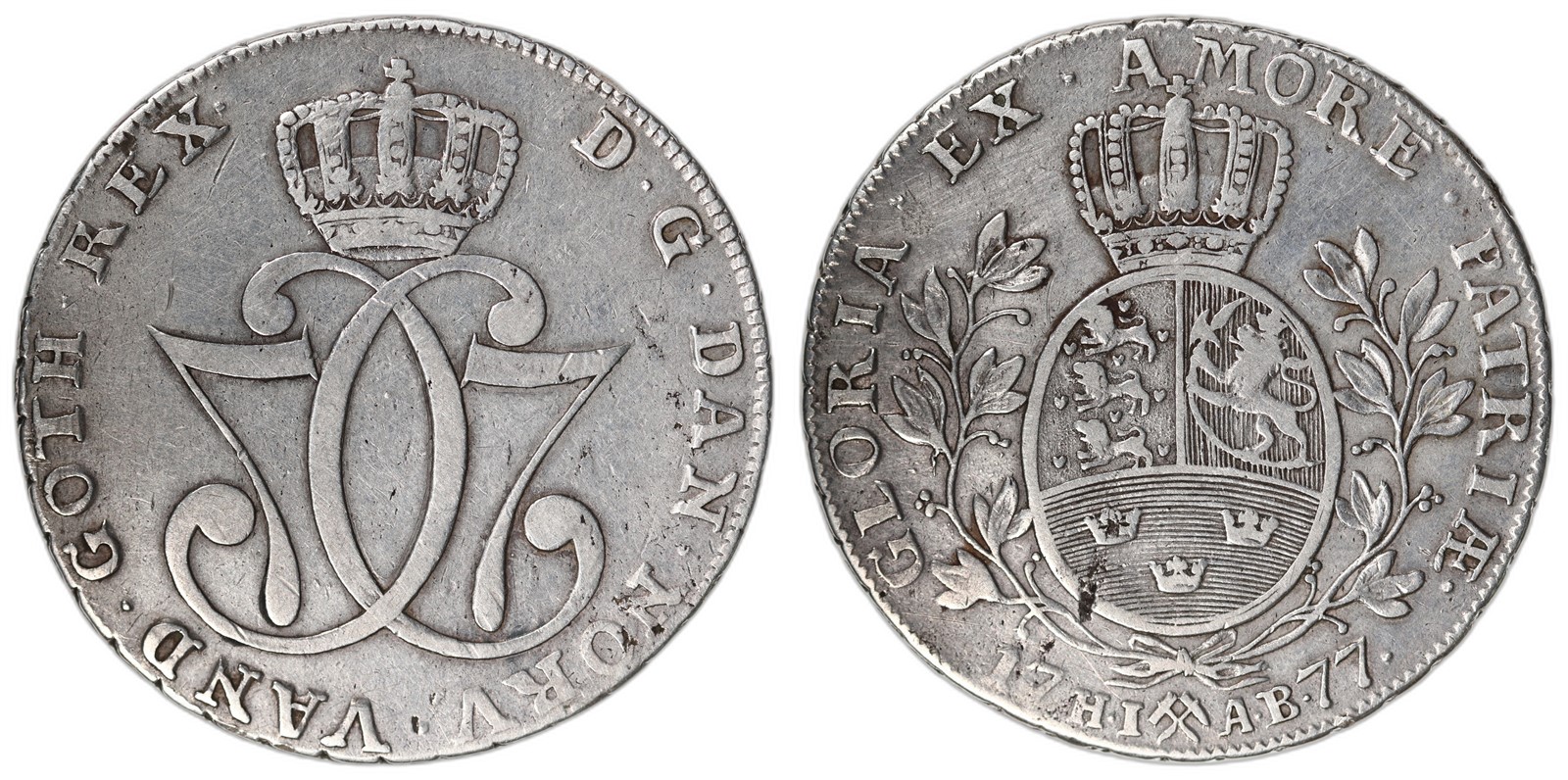 NORWAY. Christian VII. 1 Speciedaler. 1777. Kv 1+ (VF).