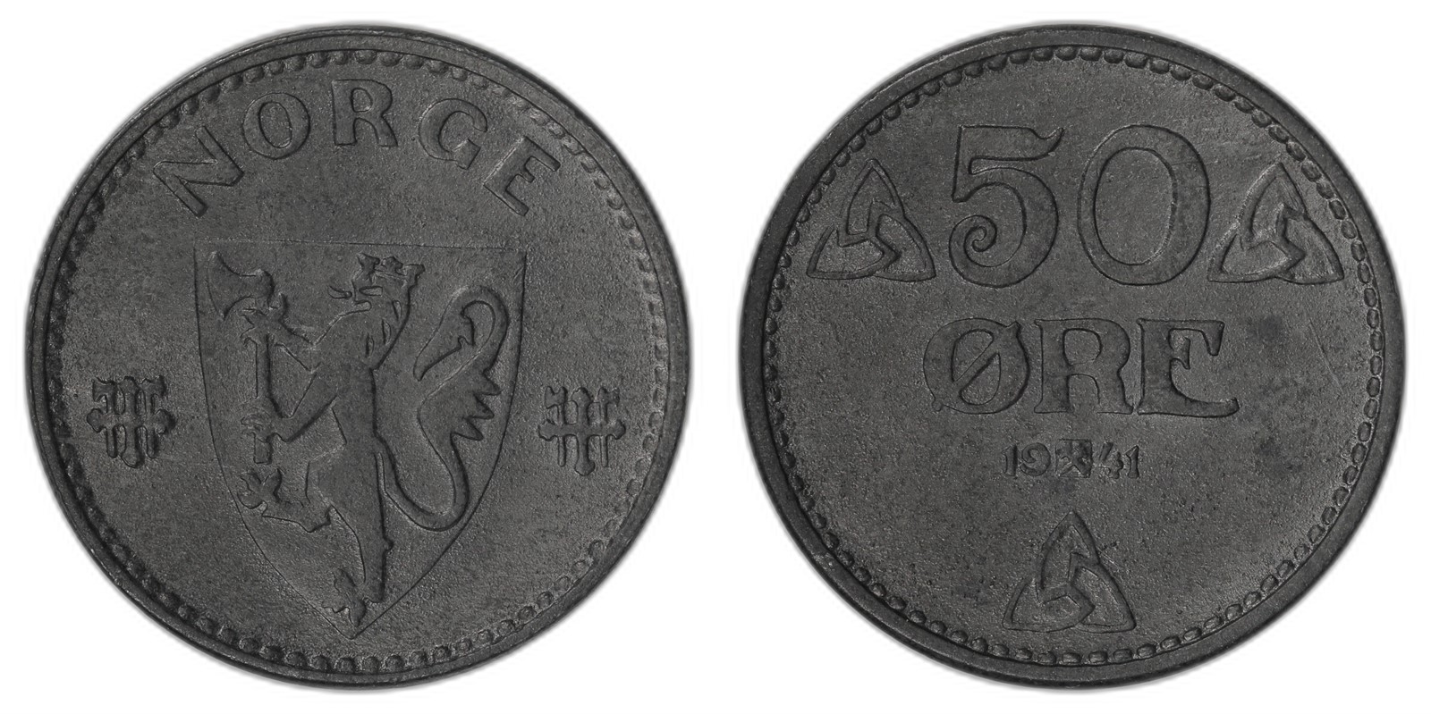 NORWAY. Haakon VII. 50 Øre 1941 Sink. Kv 0 (UNC).