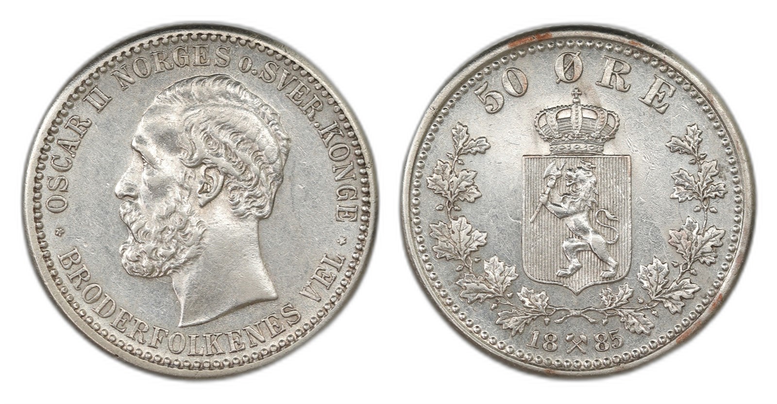 Norway. Oscar II. 50 Øre 1885. Kv 01.