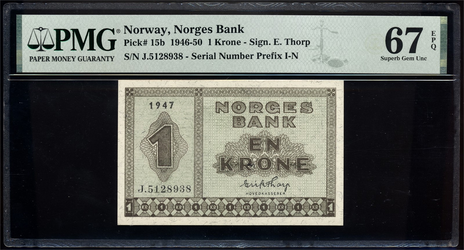 1 Krone 1947 J5128938 PMG 67EPQ