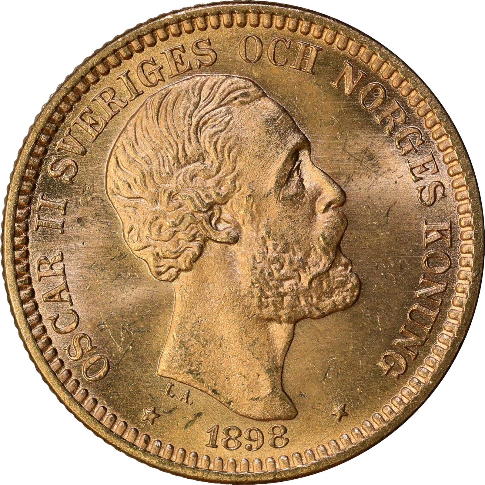 SWEDEN. Oscar II. 20 Kronor 1898 Kv 0/01 (UNC)