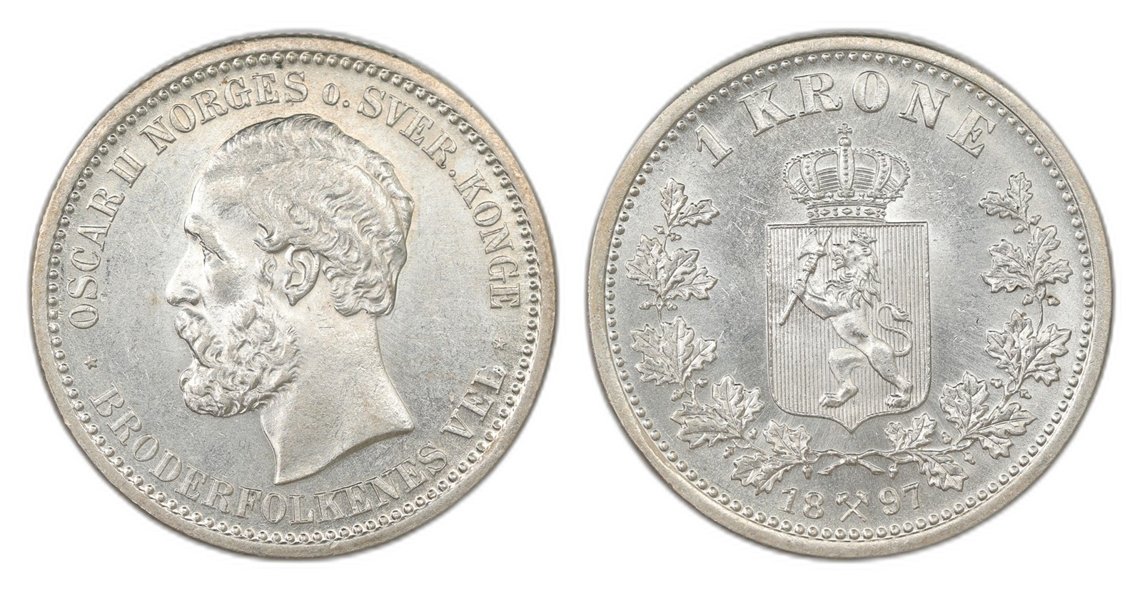 Norway. Oscar II. 1 Krone 1897. Kv 0.