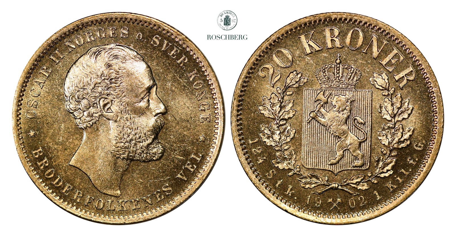 20 Kroner 1902 Kv 0/01(UNC)