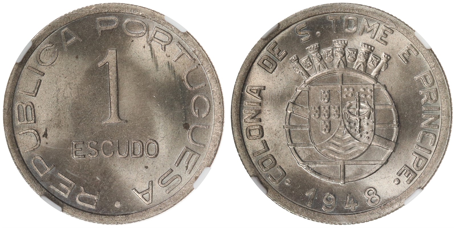 SAO TOME. Republic. 1 Escudo. 1948. NGC MS65.