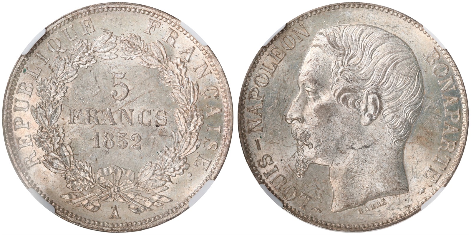 FRANCE. Napoleon III. 5 Francs. 1852-A. MS62.