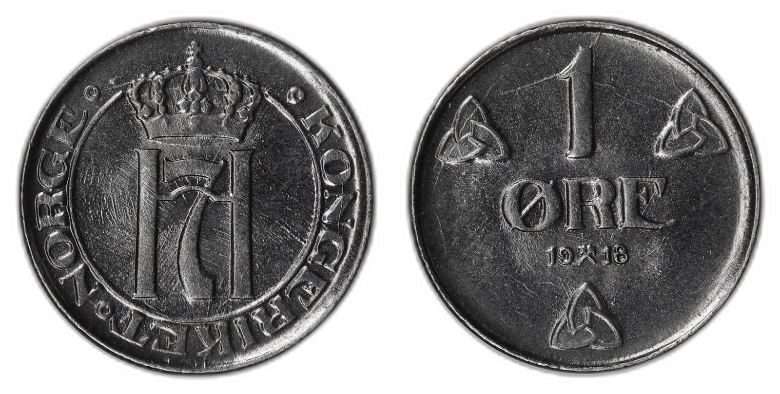 NORWAY. Haakon VII. 1 Øre 1918. Kv 0 (UNC).