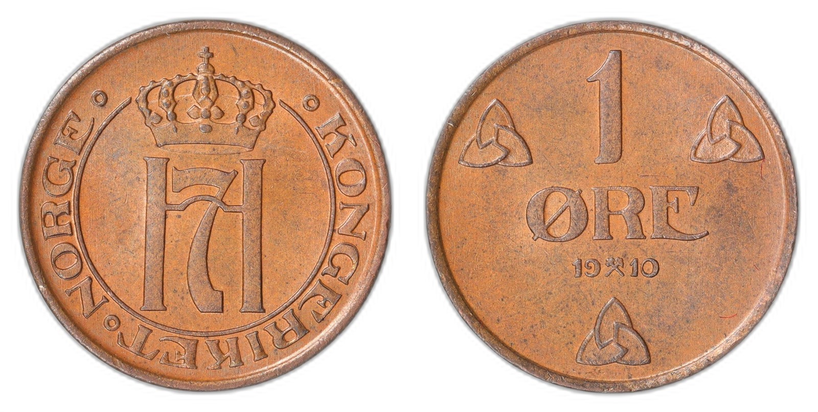 NORWAY. Haakon VII. 1 Øre 1910. Kv 0 (UNC).