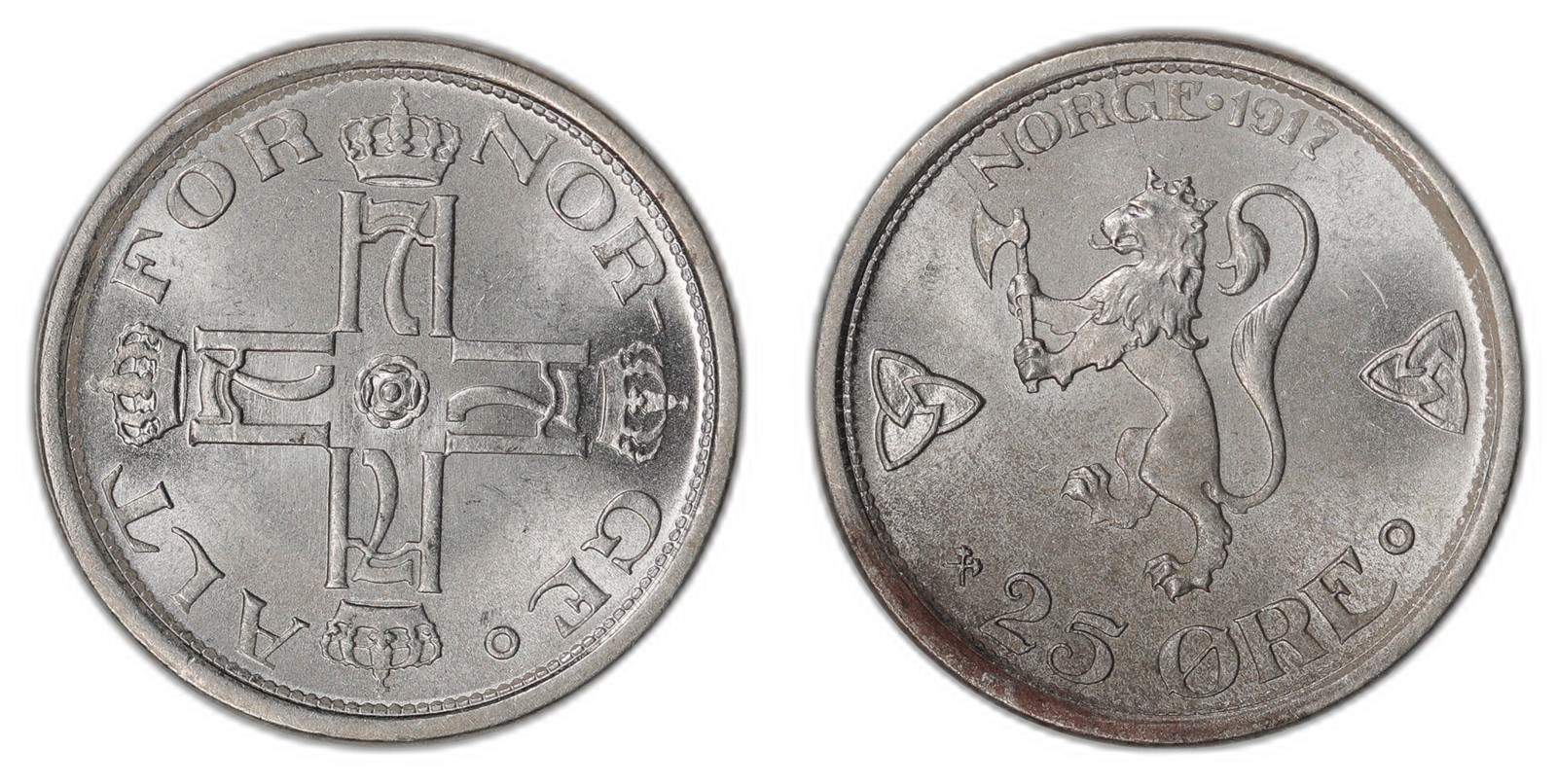 NORWAY. Haakon VII. 25 Øre 1917. Kv 0 (UNC).