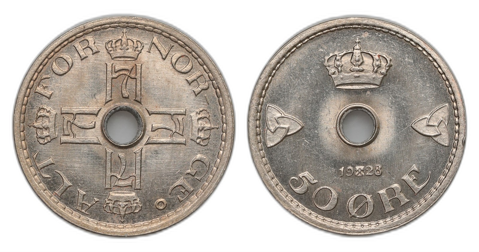 Norway. Haakon VII. 50 Øre 1928. Kv PRAKTEX.