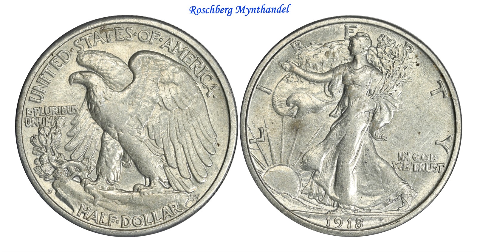 USA Half Dollar 1918 S AU