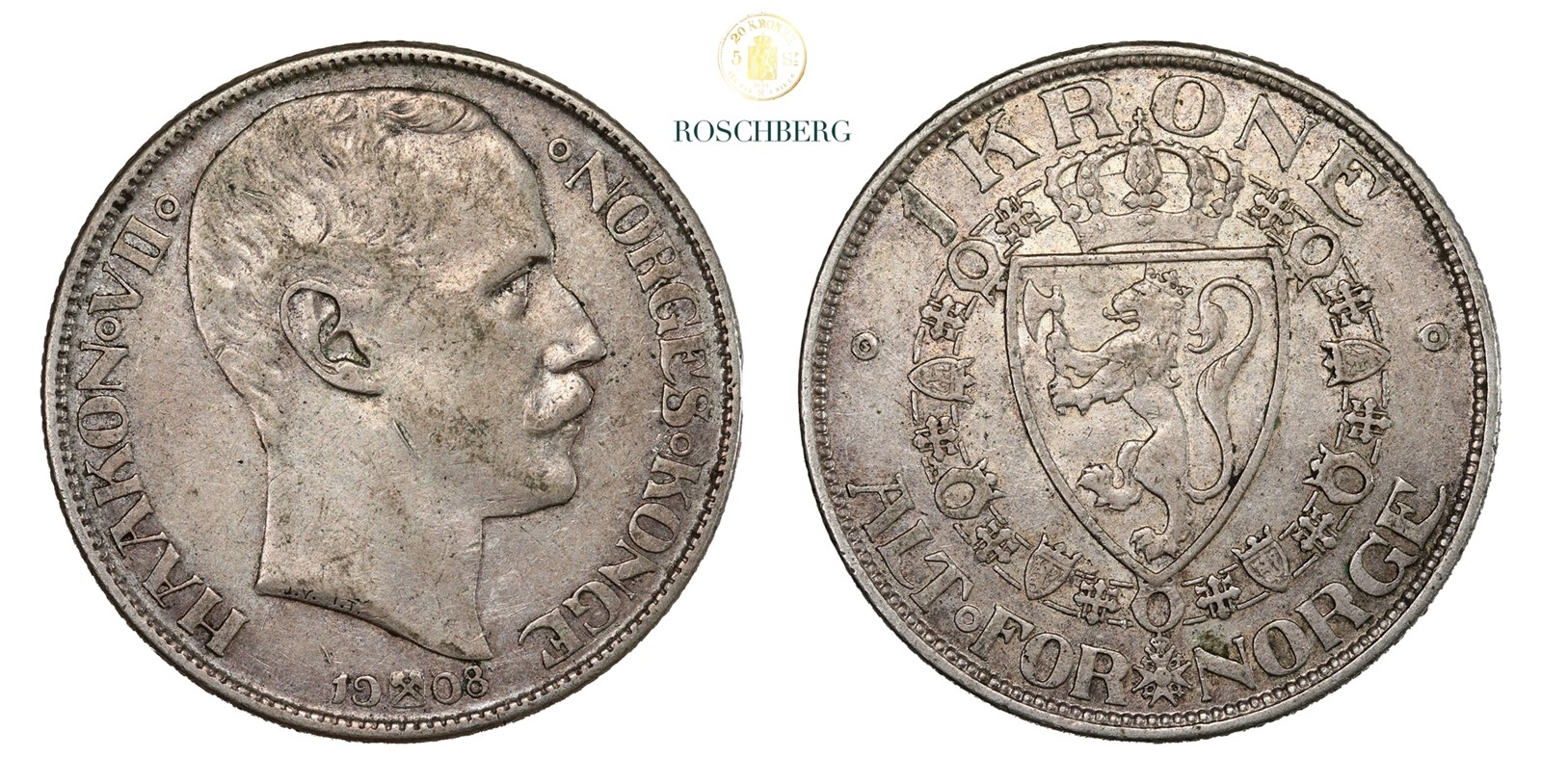 Norge 1 Krone 1908 Plate Kv 1+