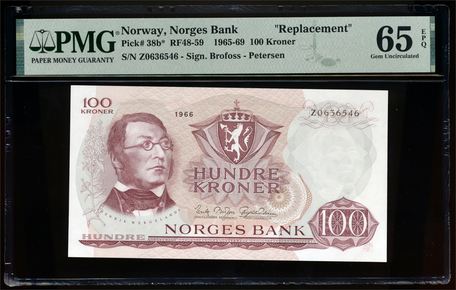 100 Kroner 1966 Z0636546  PMG65EPQ