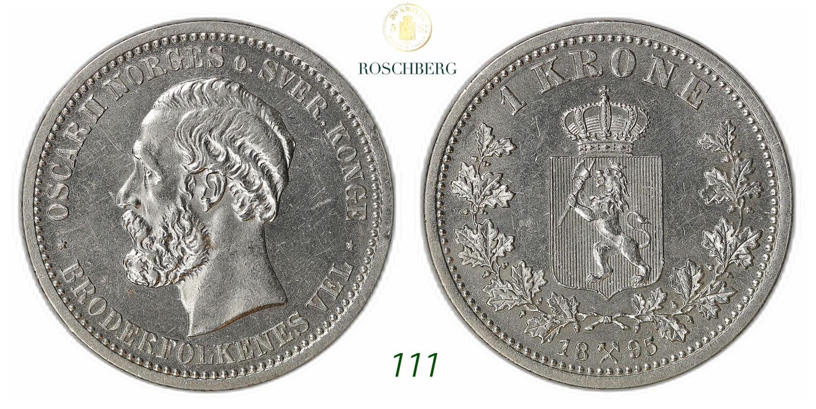 NORWAY. Oscar II. 1 Krone 1895.