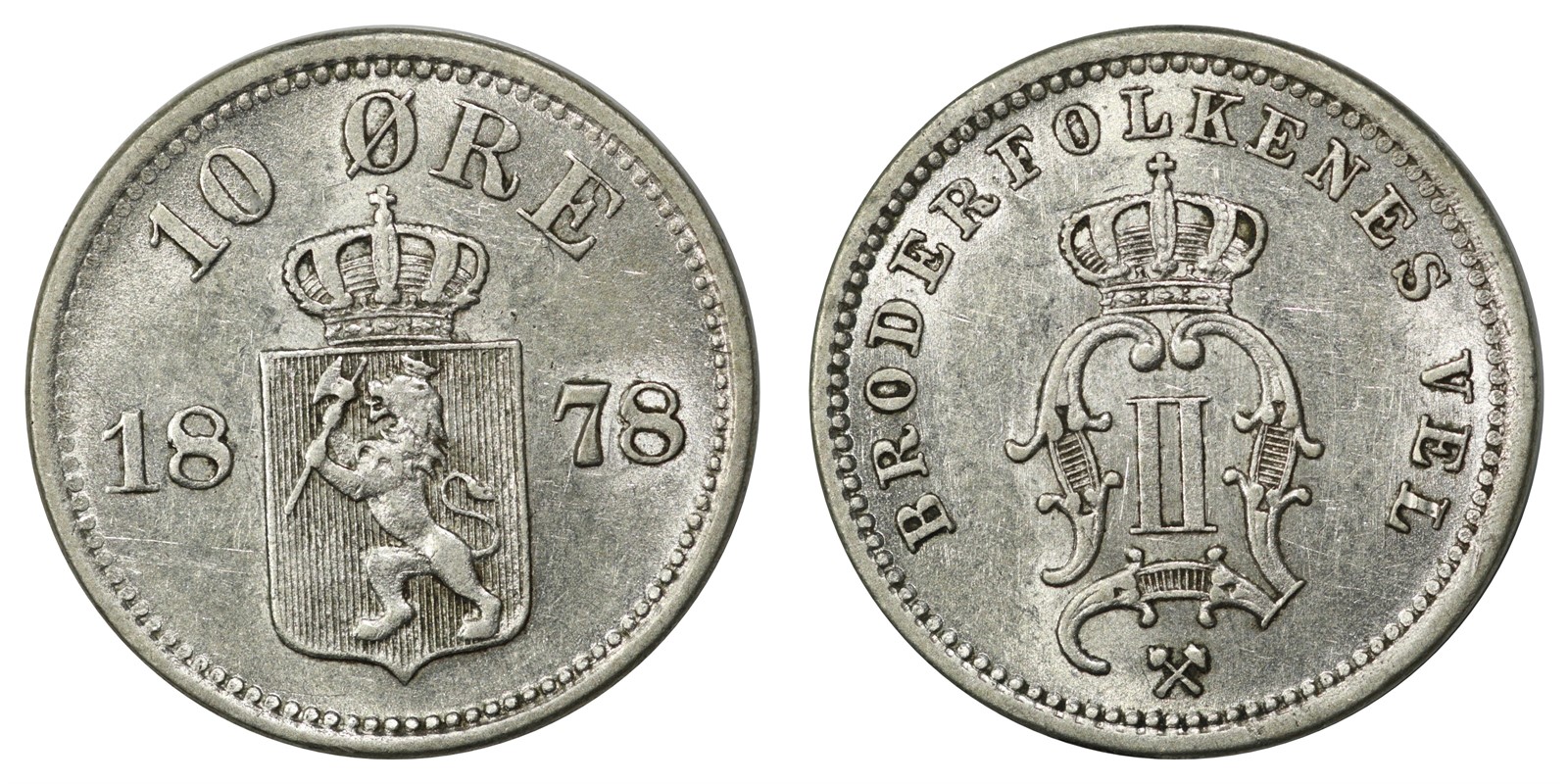 10 Øre 1878 Kv 01