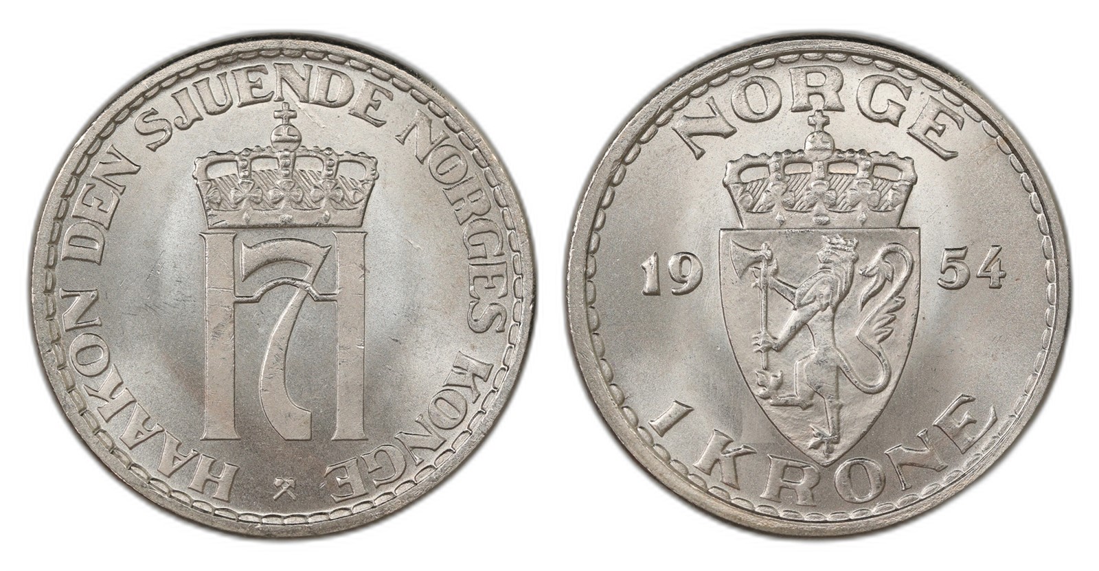 Norway. Haakon VII. 1 Krone 1954. Kv 0.