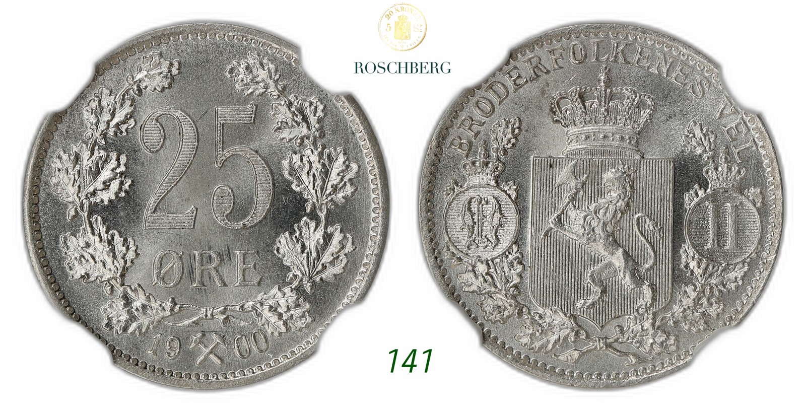 NORWAY. Oscar II. 25 Øre 1900.