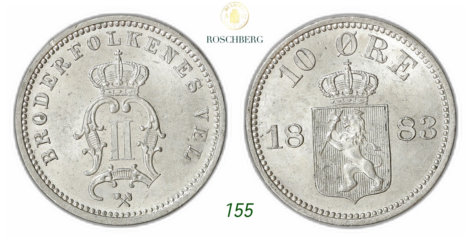 NORWAY. Oscar II. 10 Øre 1883.