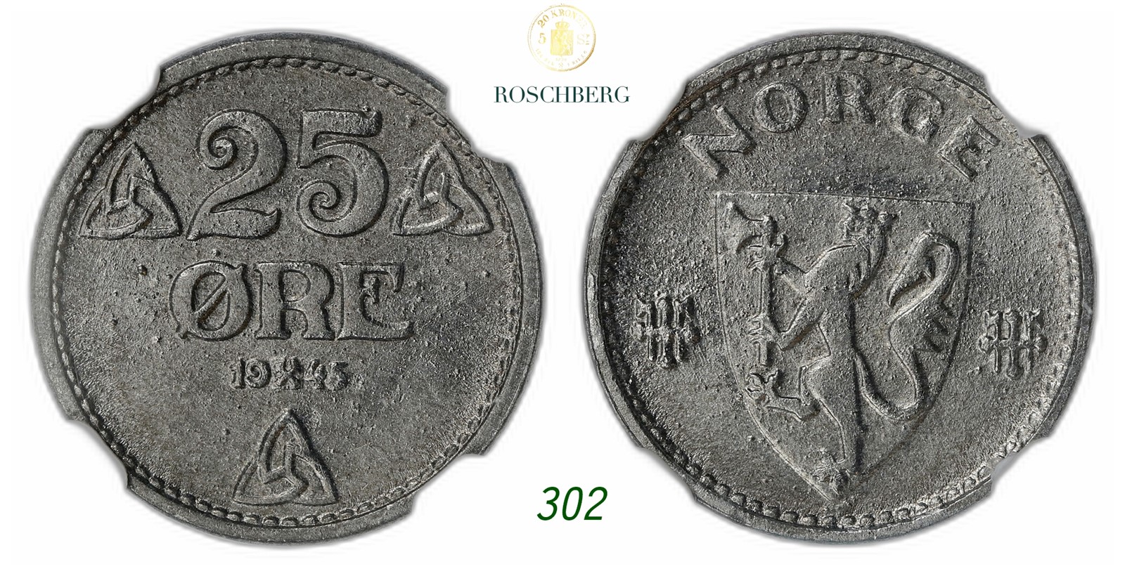 NORWAY. Occupation. 25 Øre 1945.