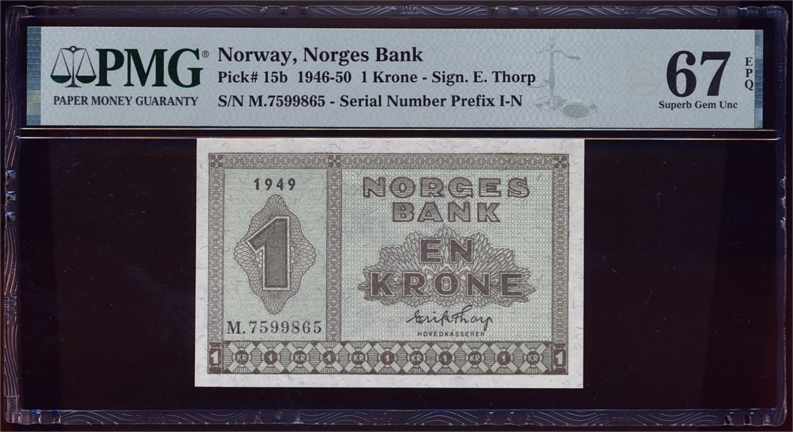 1 Krone 1949-M. PMG 67EPQ.