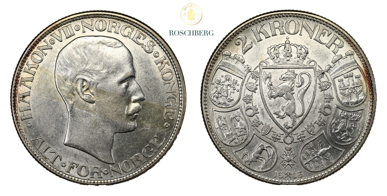 Norge 2 Kroner 1913 Kv 01