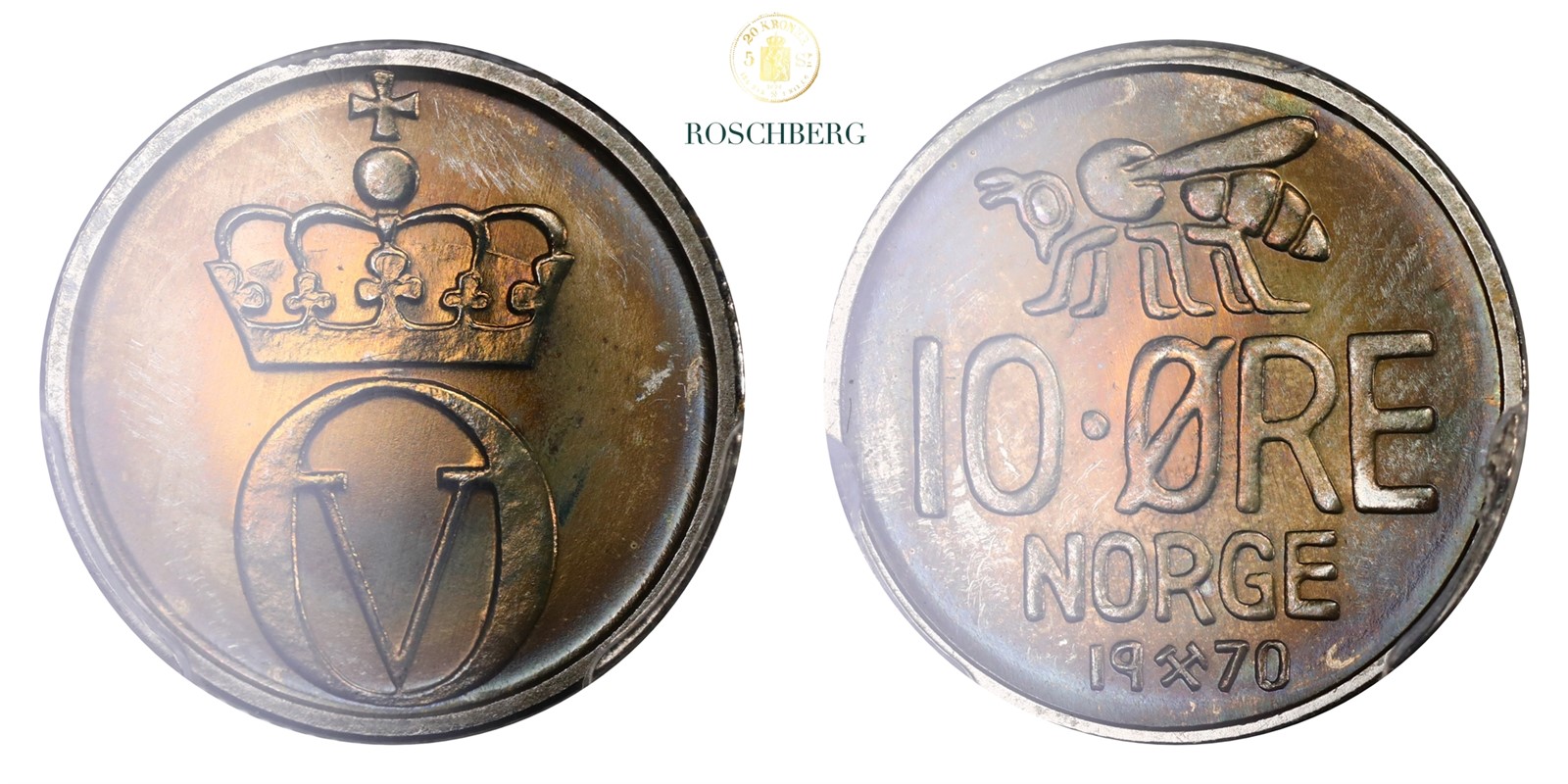 Norge 10 Øre 1970 PCGS MS67 PRAKTEX