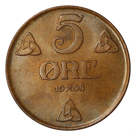 5 Øre 1908 Kv 0