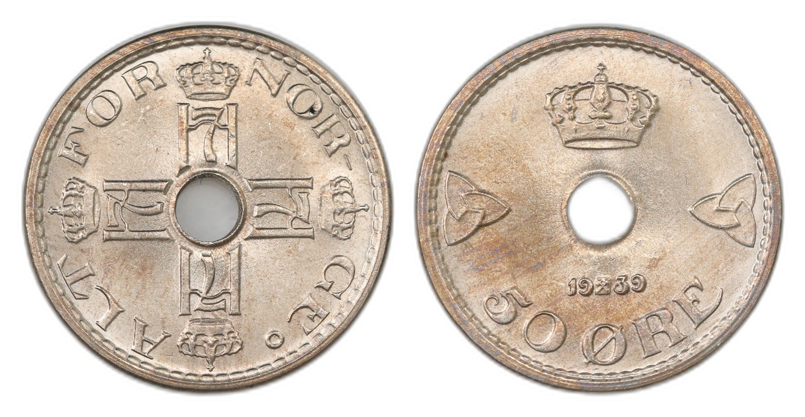 Norway. Haakon VII. 50 Øre 1939. Kv 0.