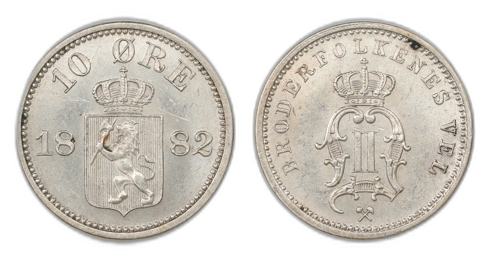 Norway. Oscar II. 10 Øre 1882. Kv 0/01.