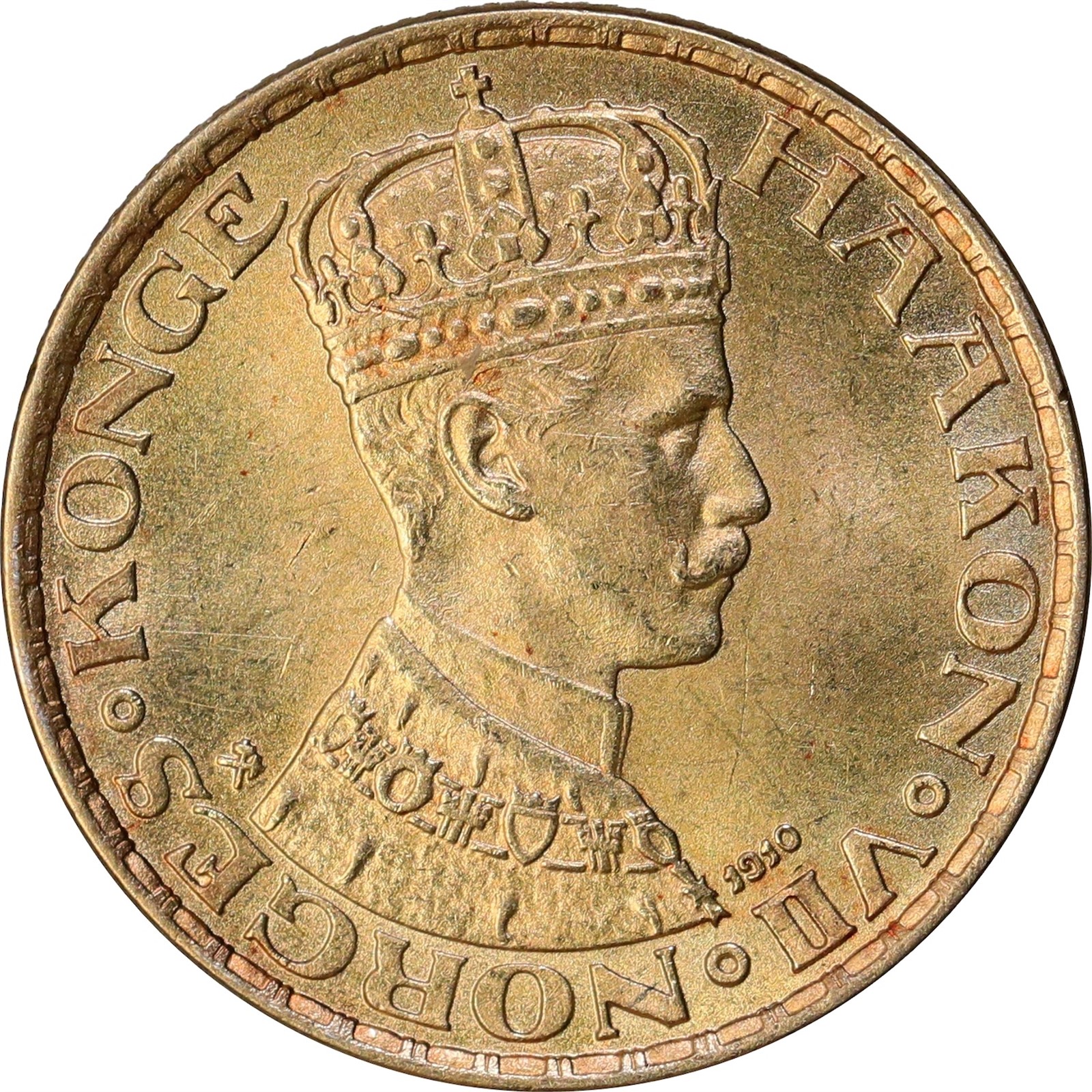 NORWAY. Haakon VII. 10 Kroner 1910 Kv 0/01 (UNC)