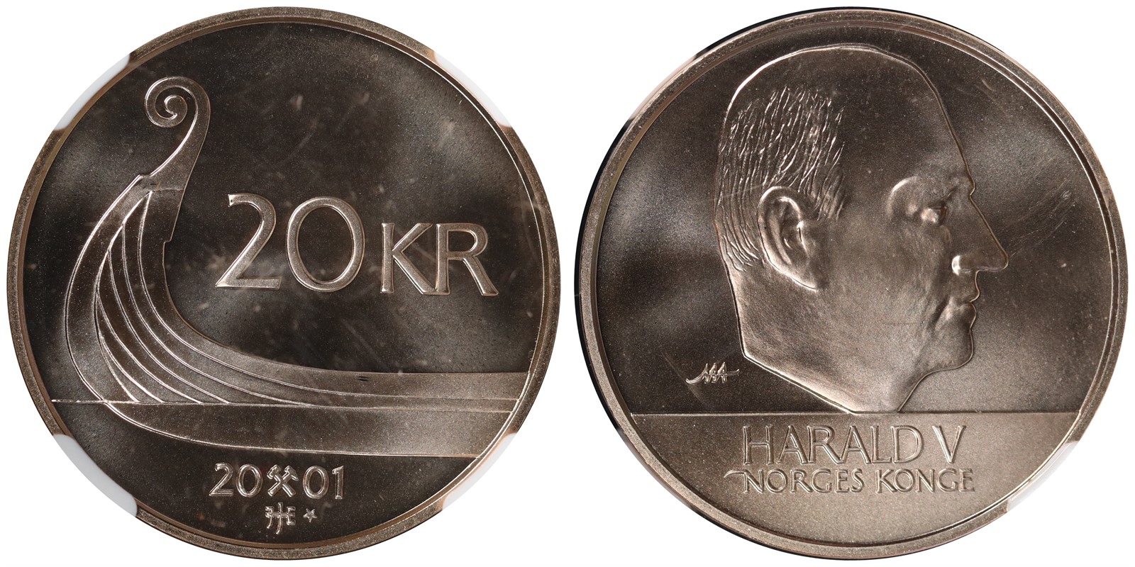NORWAY. Harald V. 20 Kroner 2001. Stjerne NGC MS69.