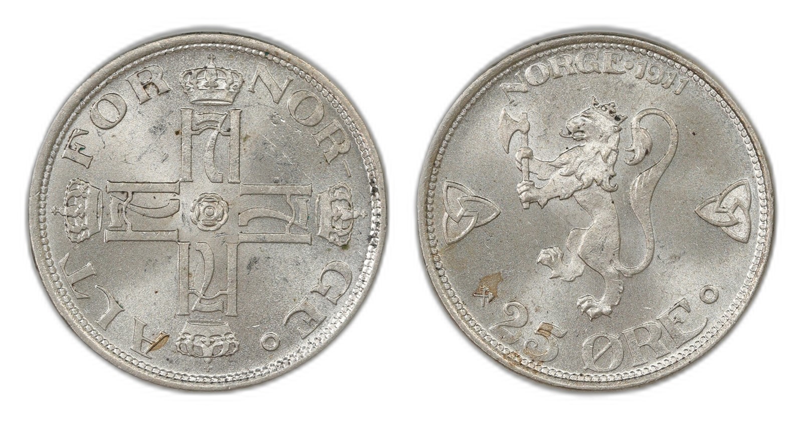Norway. Haakon VII. 25 Øre 1911. Kv 0.
